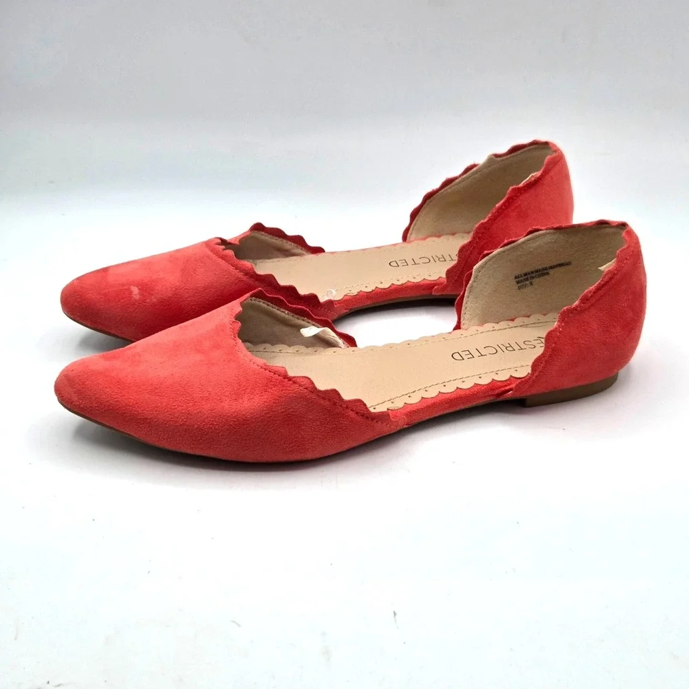 Restricted Coral  D'Orsay Flats Pointed Toe Minimalist Slip‎ On US 8